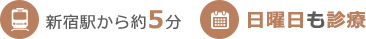 新宿駅から約5分 日曜日も診療